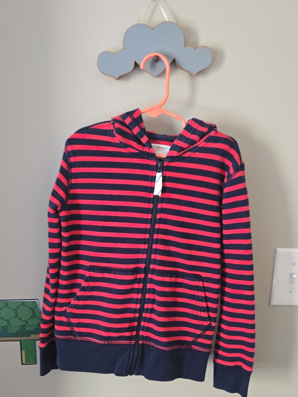 Sz 6-7 Crewcuts Boys Zip Up Hooded Sweatshirt hoodie